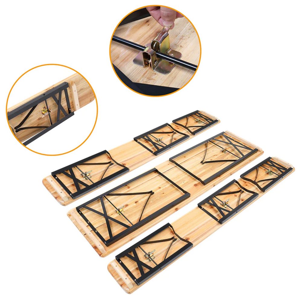 WEKIS Mesa de picnic plegable con tapa de madera para actividades al aire libre Conjunto de mesas de jardin