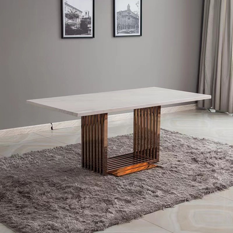 Modern stainless steel dinning table set luxury modern dining table for home marble dining table set villa apartment