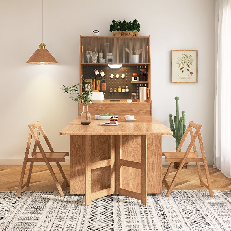 Wholesale direct sales folding wood dining table cabinet extendable with wheels kitchen island table against the wall