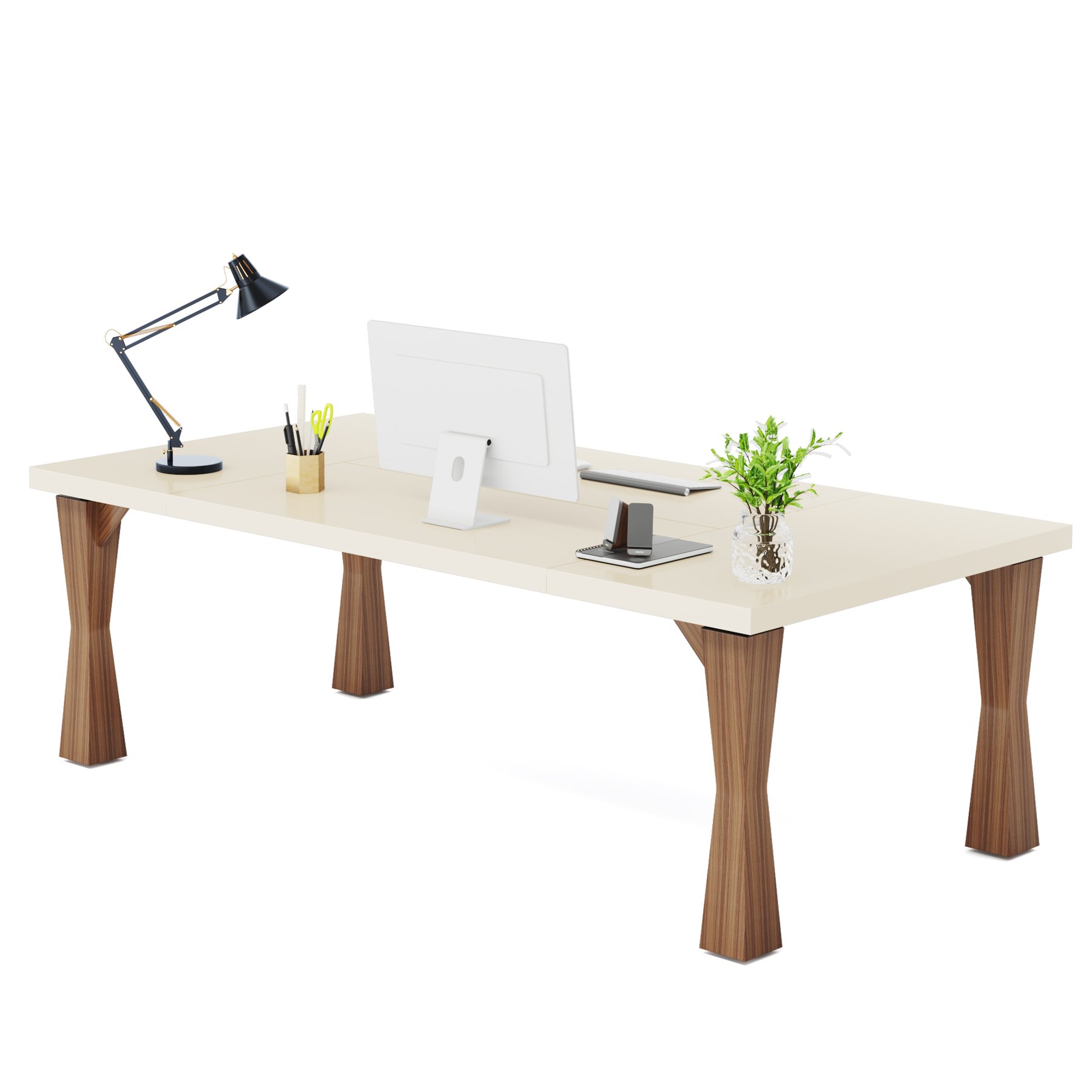 Tribesigns Modern Dining Table Wooden Dining Table with Sturdy Legs for Kitchen & Dining Room 6-8 People