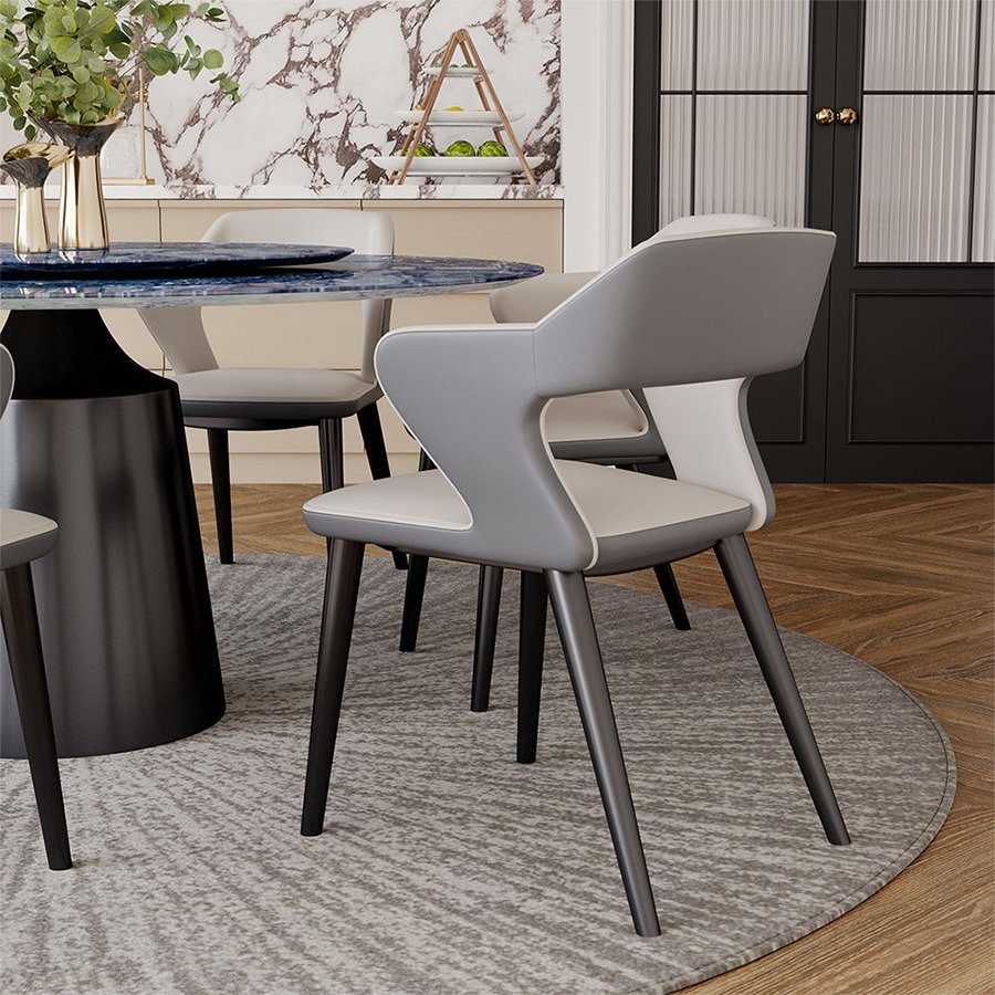 Luxury Modern Dining Room Lazy Susan Round Marble Metal Base Dining Table Set For 6
