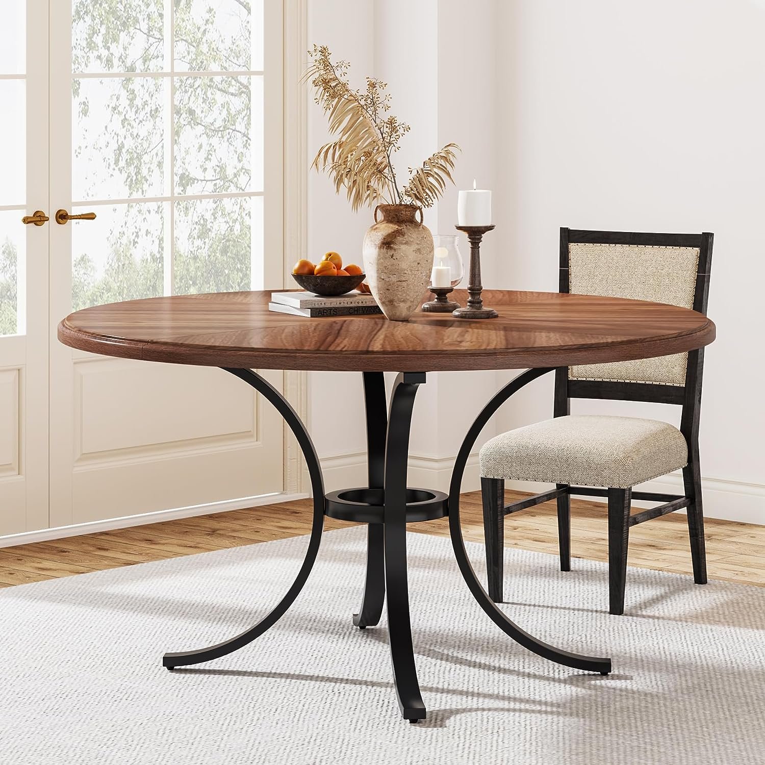 47 Inch Modern Kitchen Table Round Shaped Dining Table for 4-6 People