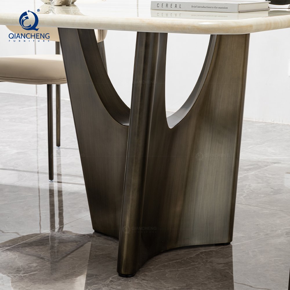 china foshan dining room furniture table set 6 8 seater luxury modern marble wood stainless steel high end dining table chair