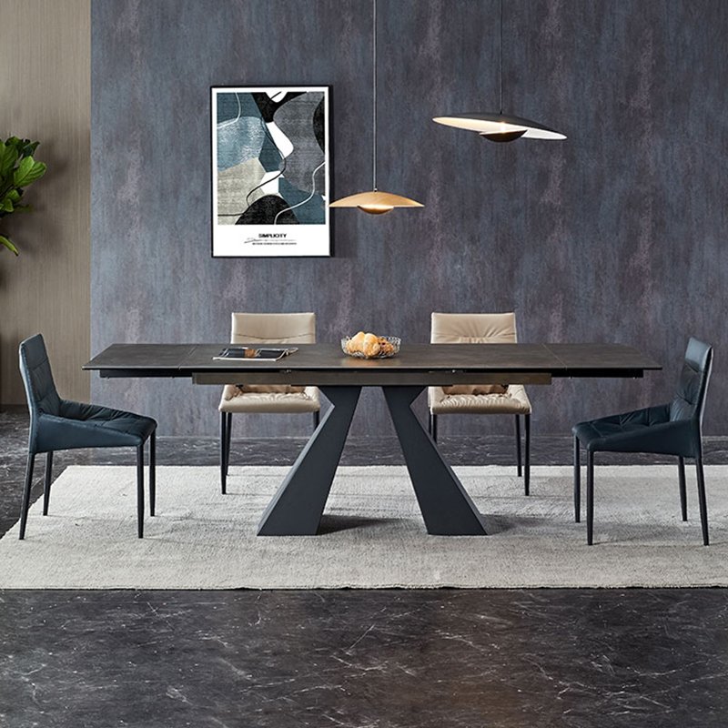 Foshan Extendable Sintered Stone Dining Table Set 6 Chairs Luxury Dining Table Set 6 Seats China Furniture recycled pine
