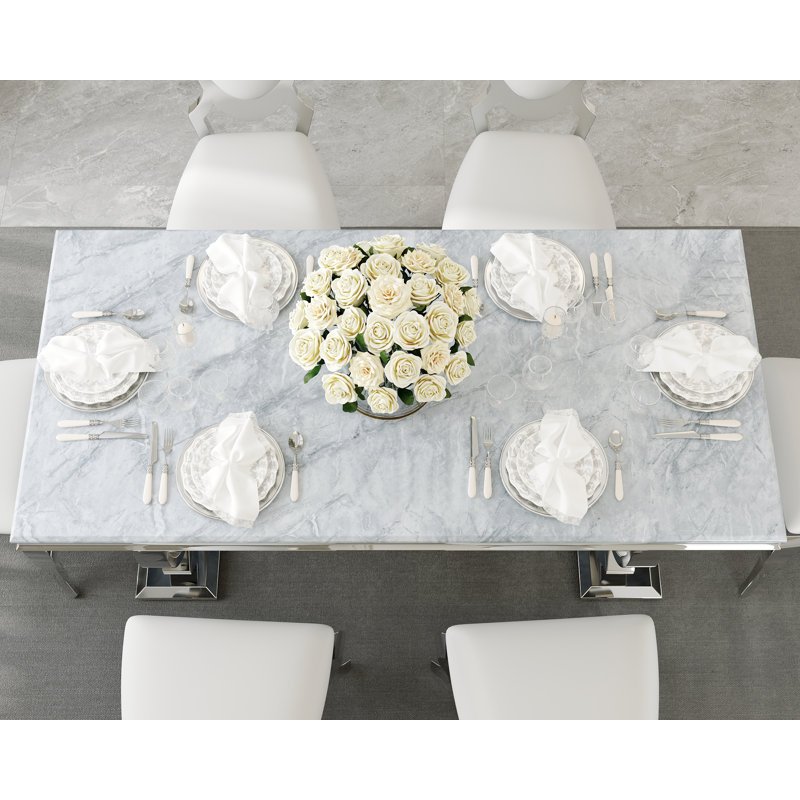 Luxury marble stainless steel dining table set dining room furniture wholesale