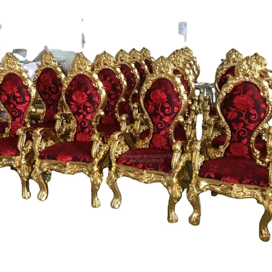 Luxury Blue/Burgundy Velvet Leather Dining Chair with Gold/Silver Leaf for Interior Wedding Decor and Living Room Banquets