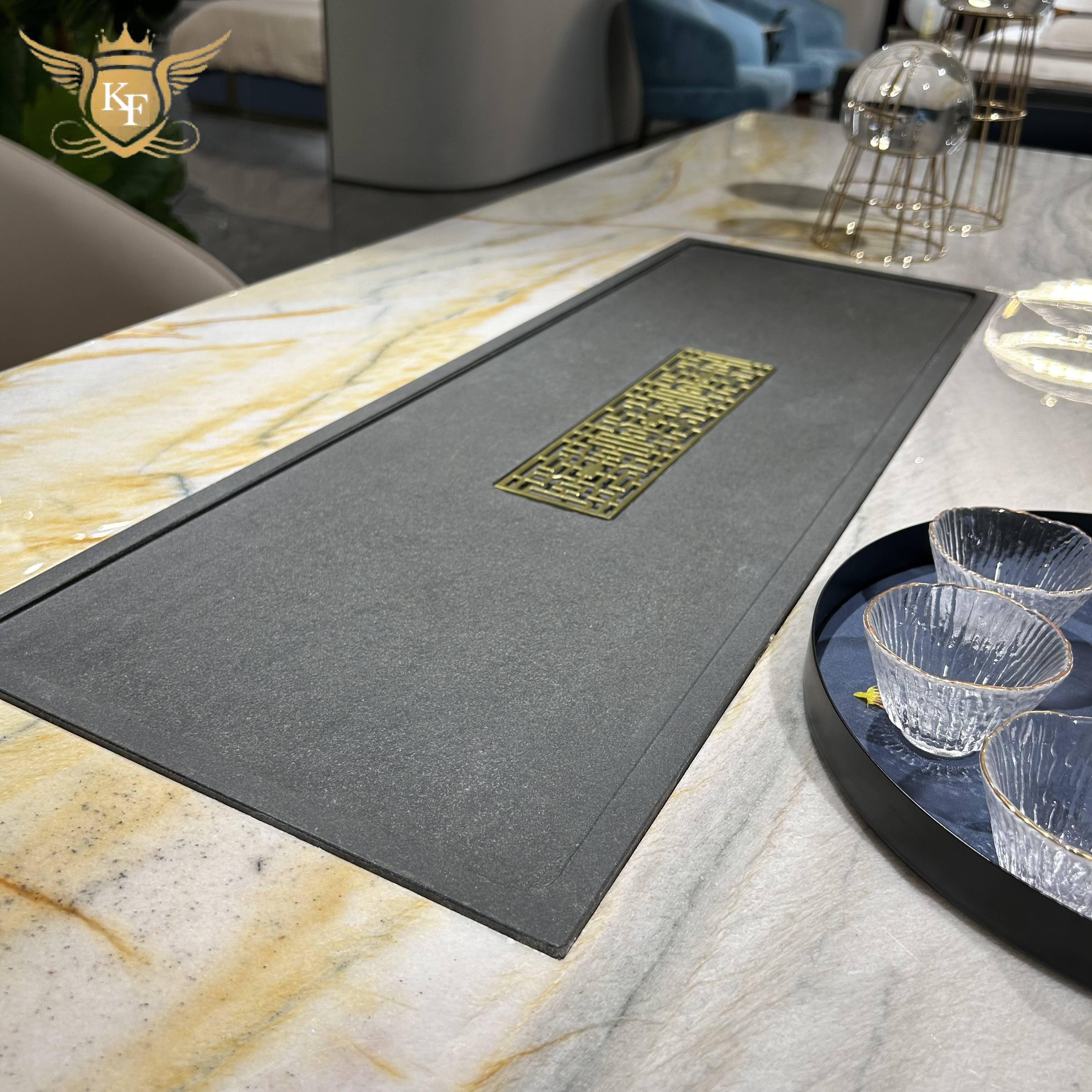 Golden Metal Base Dining Room Real Marble Table Italian Luxury Marble Top Dining Table