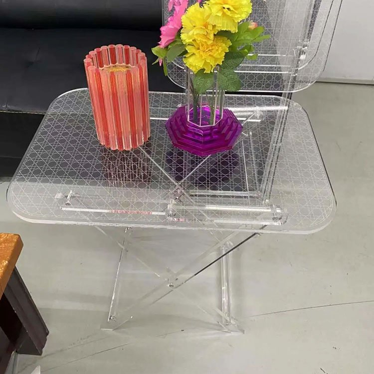 Middle East luxury acrylic folding table high quality clear acrylic coffee table modern design round table