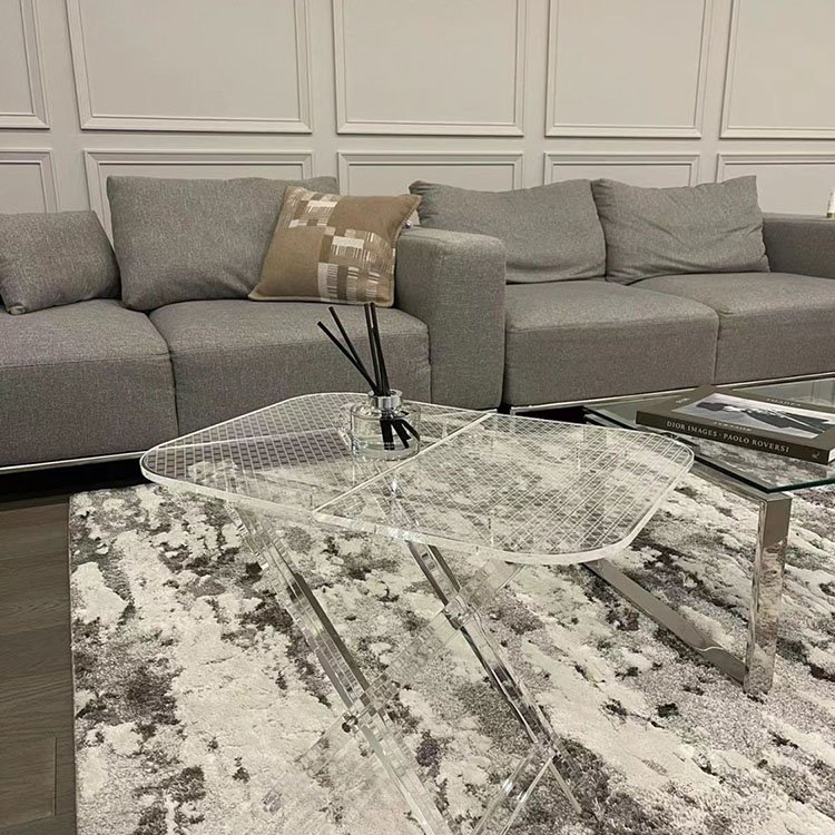 Middle East luxury acrylic folding table high quality clear acrylic coffee table modern design round table