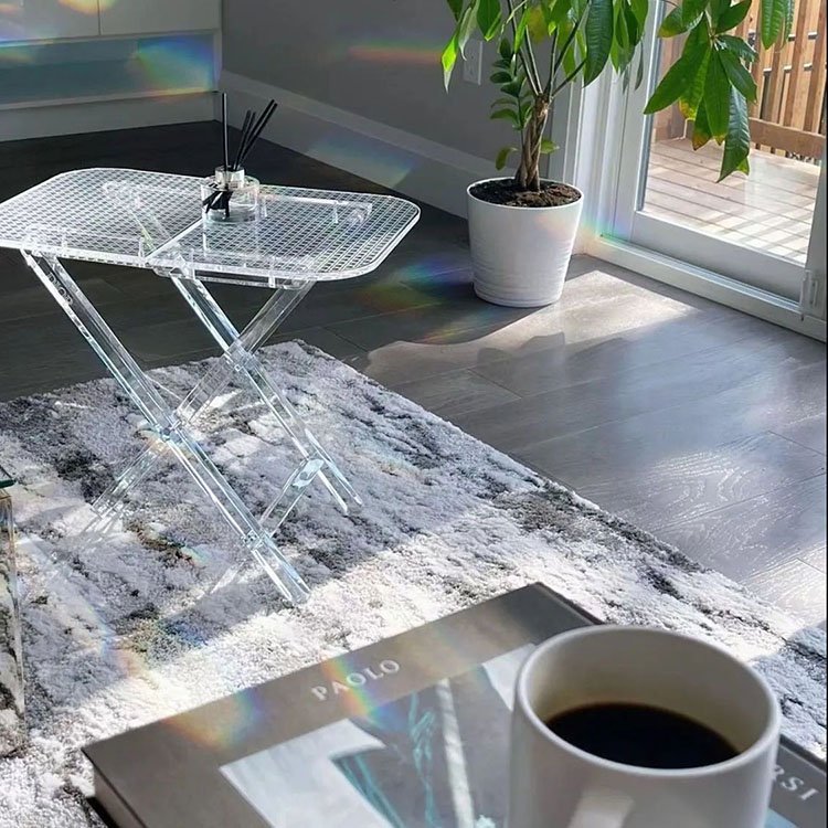 Middle East luxury acrylic folding table high quality clear acrylic coffee table modern design round table