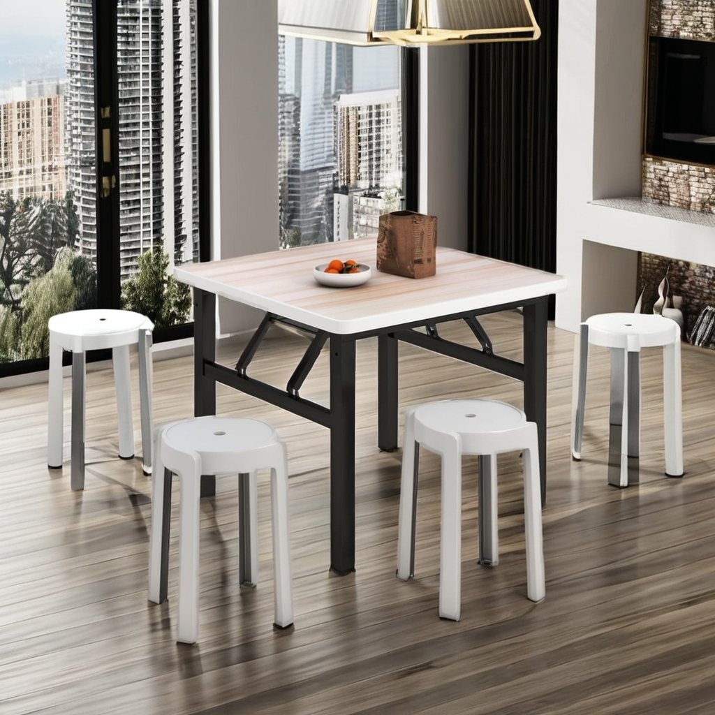 Modern Foldable Rectangular Simple Wooden Dining Table Cream Wind Rock Plate Dining Table For Indoor Kitchen and Outdoor Use