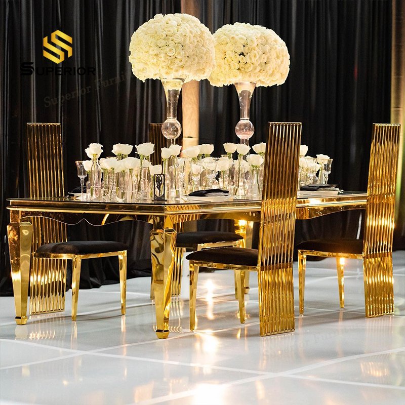 luxury furniture 2023 wholesale wedding and event chairs table de mariage stainless steel wedding table