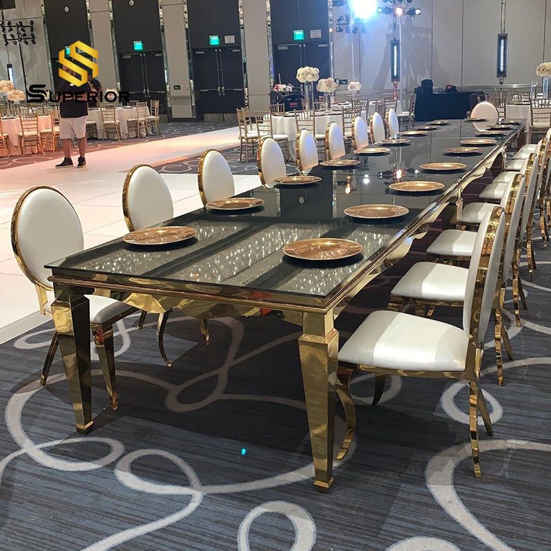 luxury furniture 2023 wholesale wedding and event chairs table de mariage stainless steel wedding table