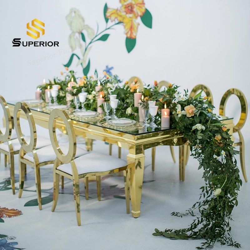 luxury furniture 2023 wholesale wedding and event chairs table de mariage stainless steel wedding table