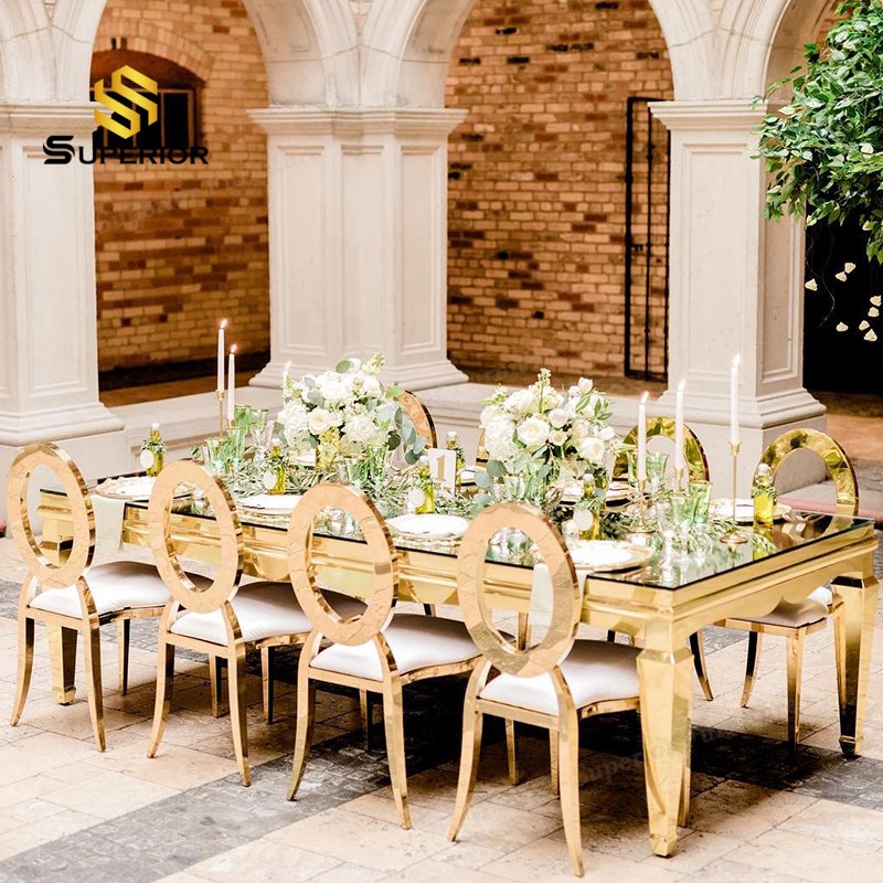 luxury furniture 2023 wholesale wedding and event chairs table de mariage stainless steel wedding table