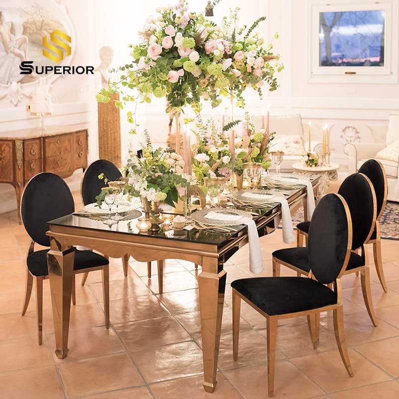 luxury furniture 2023 wholesale wedding and event chairs table de mariage stainless steel wedding table
