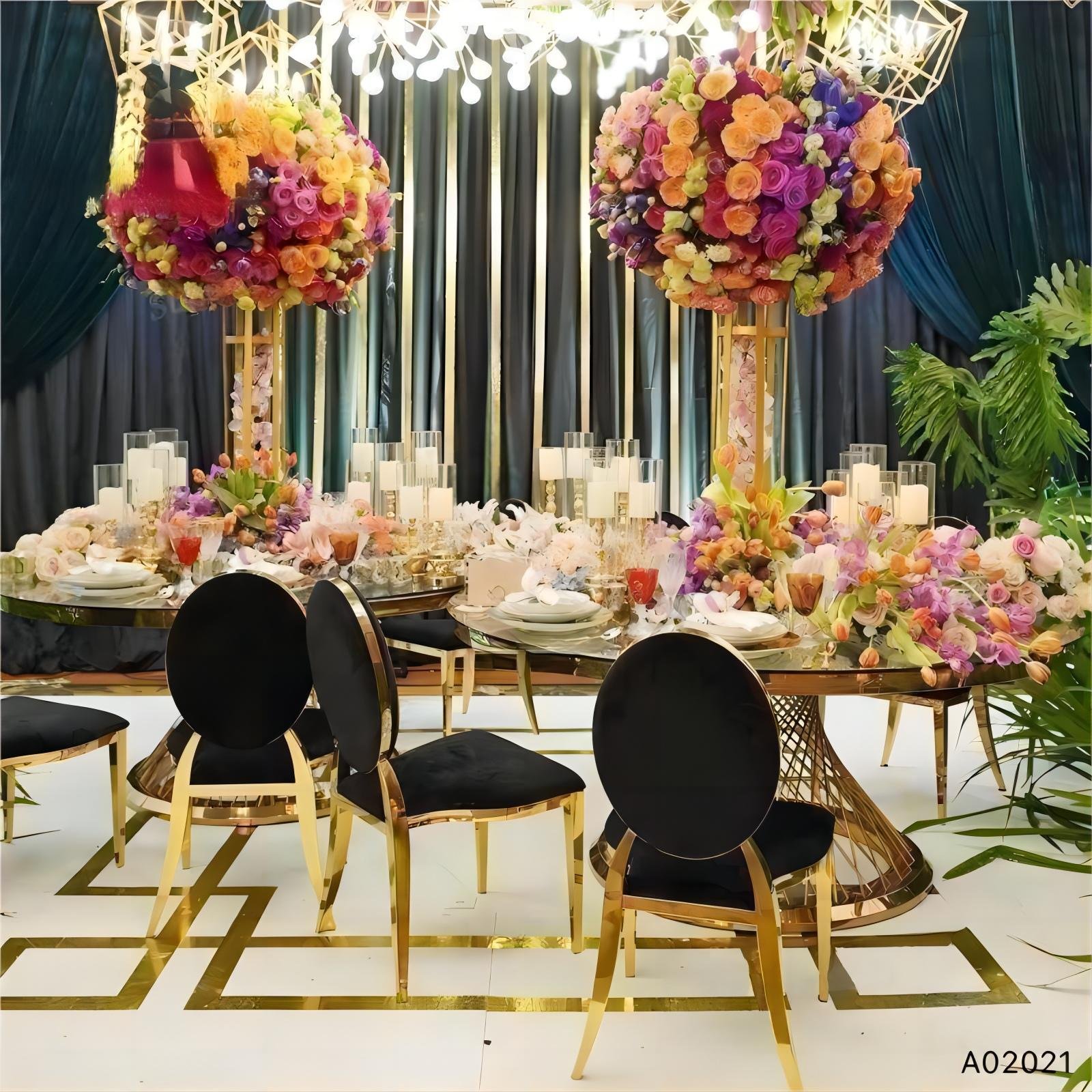 Stainless Steel Gold round Table with Glass Mirror Banquets Parties Hotels Events Versatile Living Rooms Workshops Parks Malls