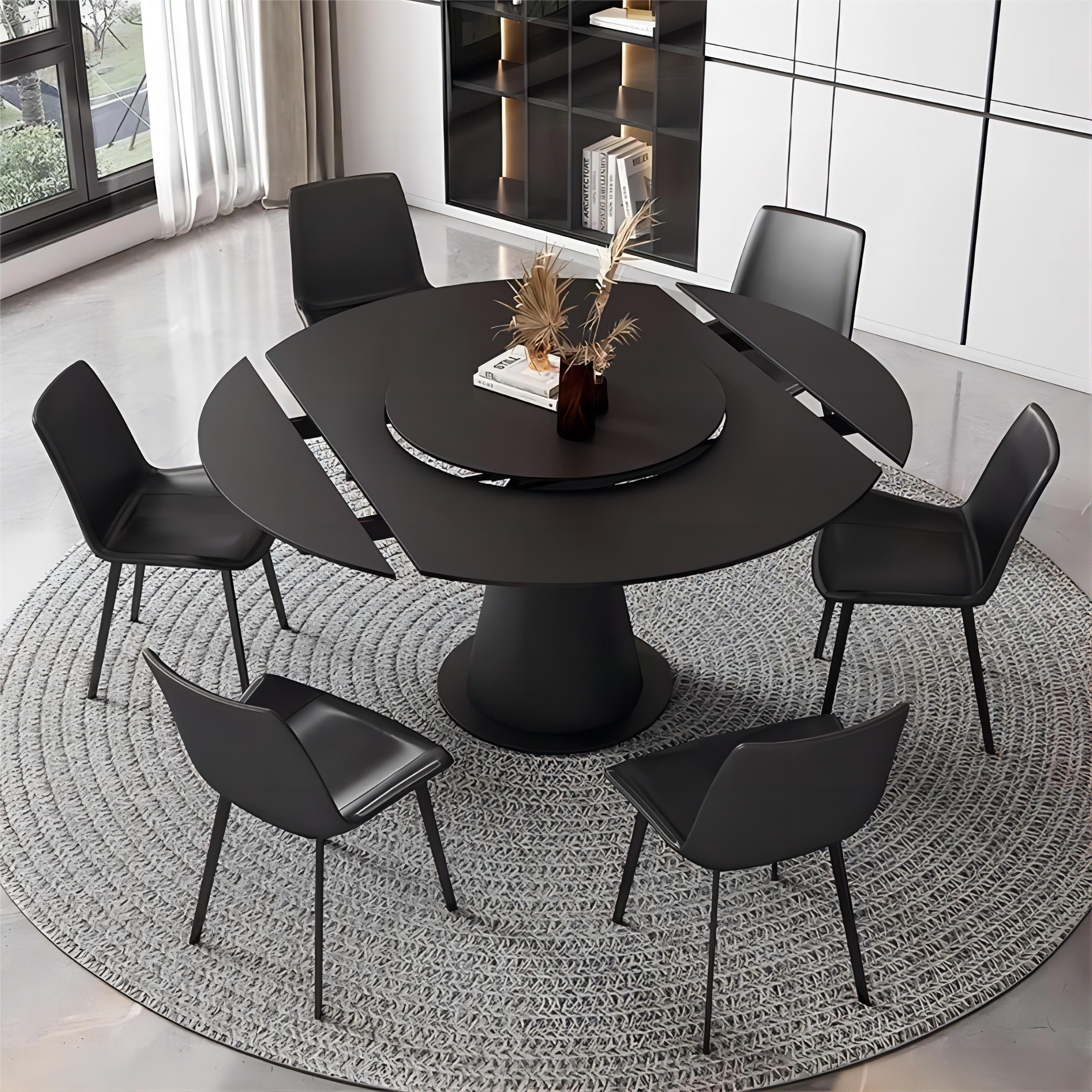 Natural marble dining coffee table chair furniture home modern simple round telescopic luxury marble dining coffee table
