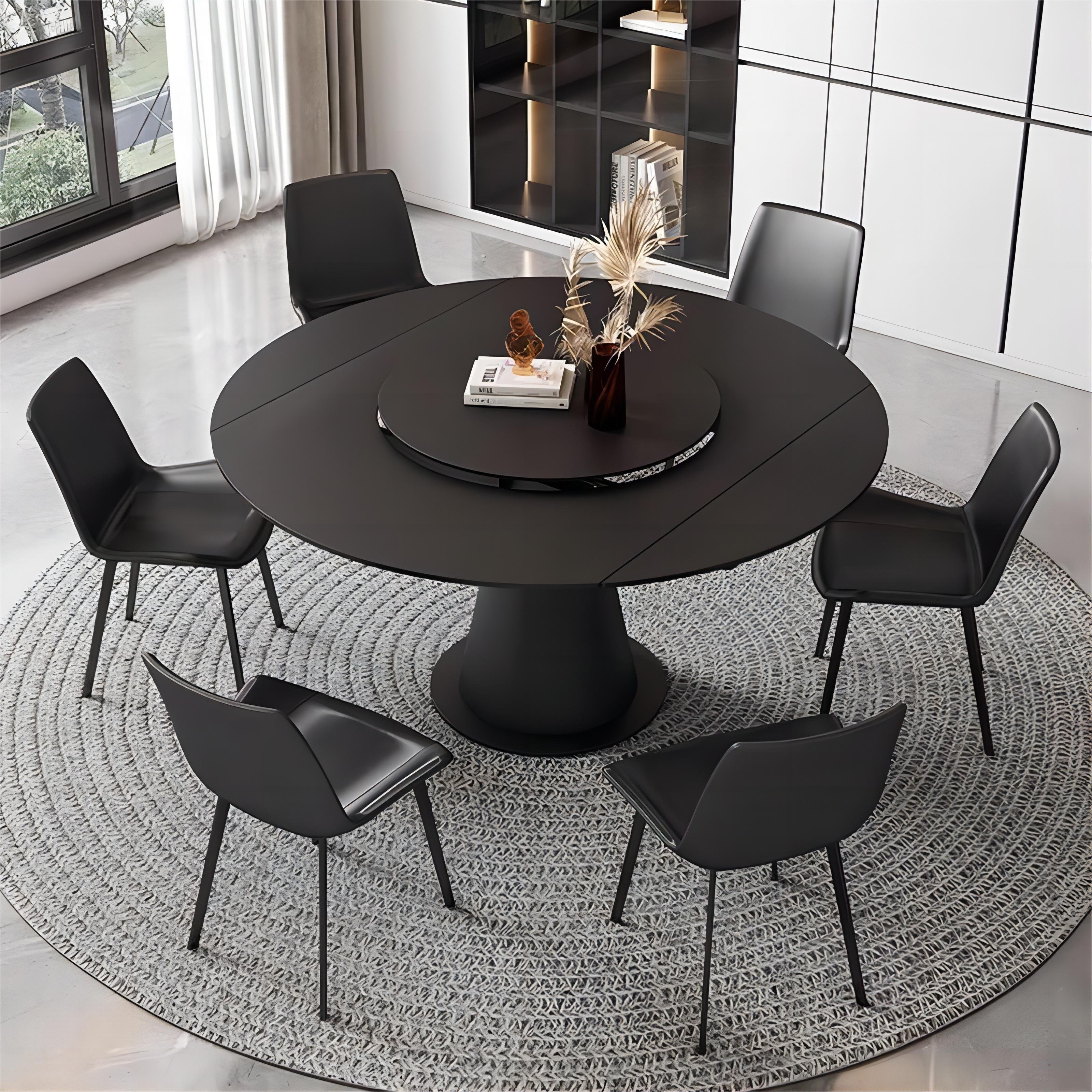 Natural marble dining coffee table chair furniture home modern simple round telescopic luxury marble dining coffee table
