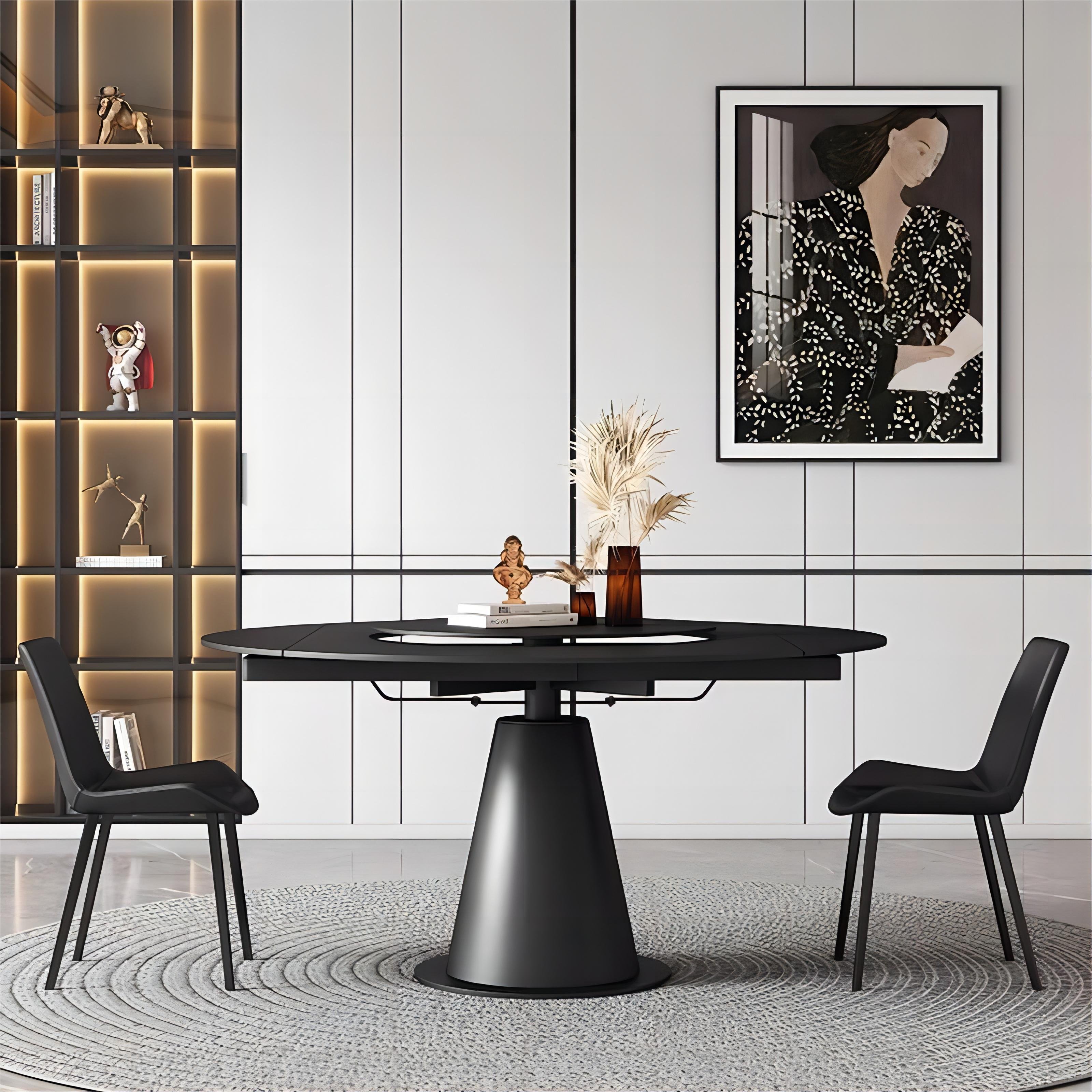 Natural marble dining coffee table chair furniture home modern simple round telescopic luxury marble dining coffee table