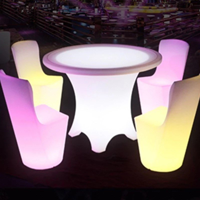 Modern Round Tables and Chairs Color Change PE for Restaurant Comfortable Luxury Dining Table Set Brushed Gold Standard Packing