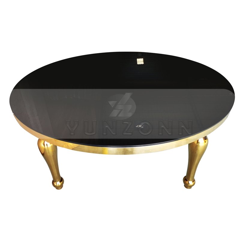 Modern round Dining Table with White MDF Top and Stainless Steel Base for Hotels Weddings Outdoor Events