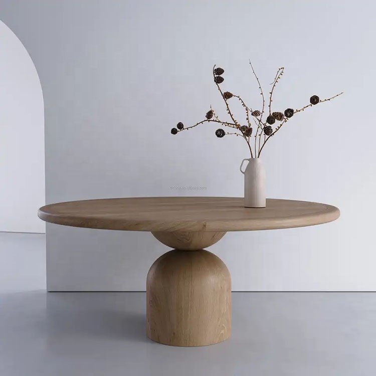 High quality modern hotel restaurant furniture solid wood tree log round dining table