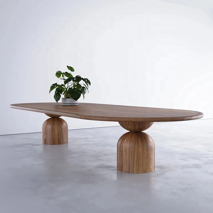 High quality modern hotel restaurant furniture solid wood tree log round dining table