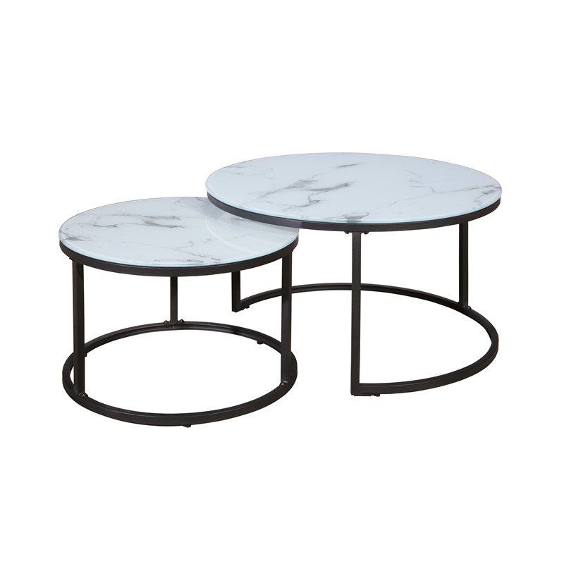 modern small round glass top coffee table set of 2