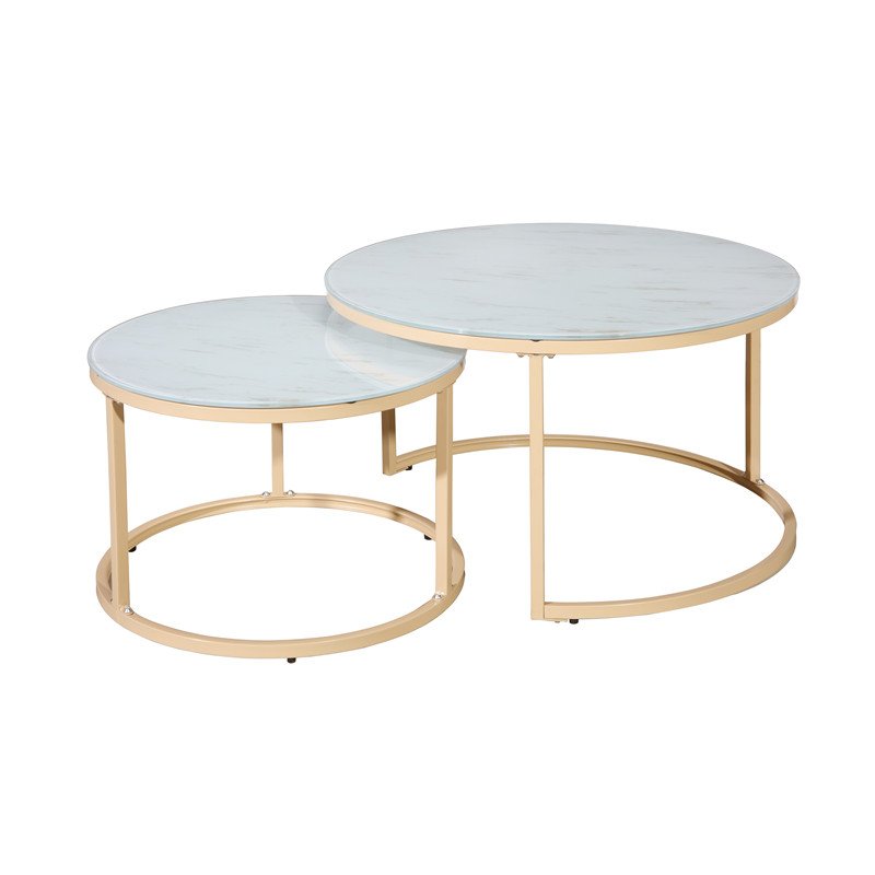 modern small round glass top coffee table set of 2
