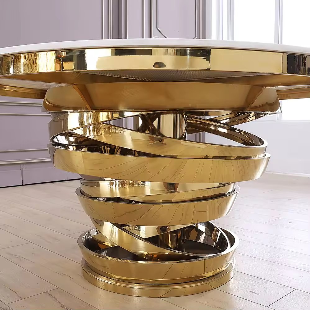 Modern luxury style stainless steel round table