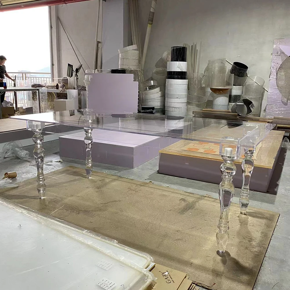 Luxury Hotel Modern Designs Rectangular Dining Table Clear Transparent Acrylic Wedding Table Acrylic Outdoor Farmhouse