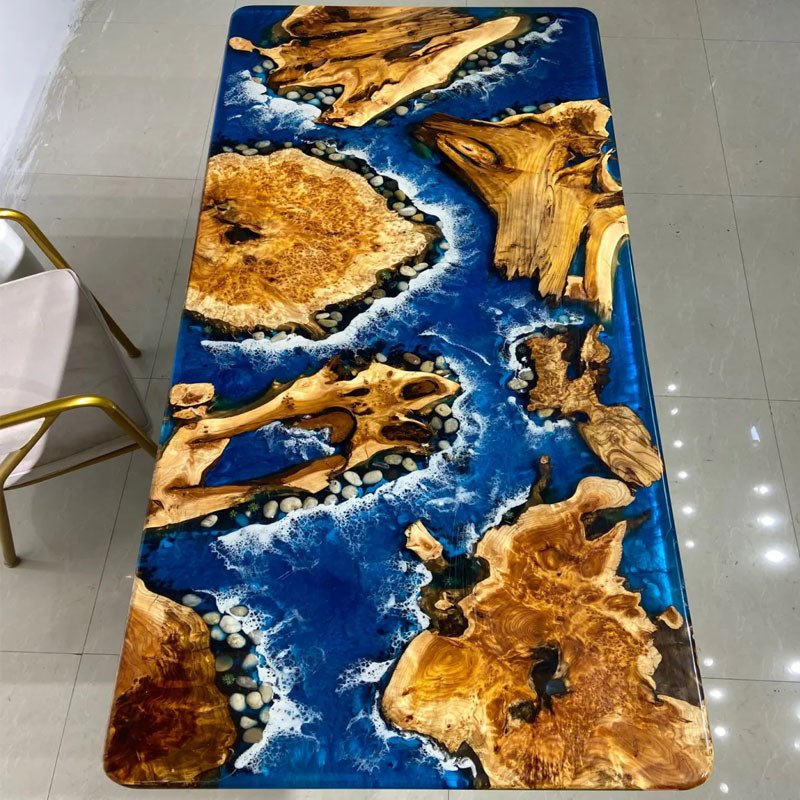 2024 Recommend Hot Sale Home Furniture Factory Direct Solid Walnut Wood Restaurant Kitchen Slab Dining epoxy resin Table
