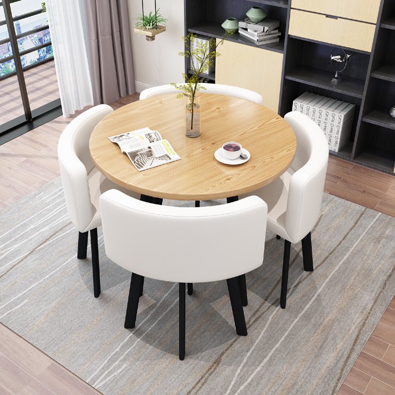 Hot Sale Small Marble Table Rounded Wooden Dining Table Coffee Table 4 Chairs Durable Steel Home Outdoor Bar Hotel Use