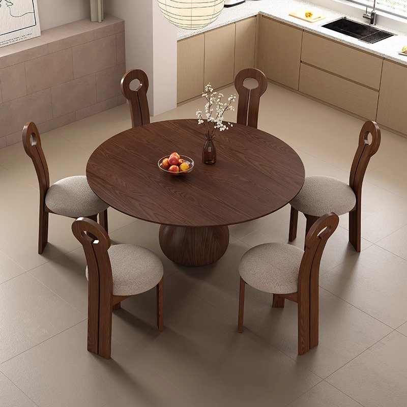 modern luxury marble solid wood round dining table chair set 4 6 8 seater living room restaurant vintage furniture designs