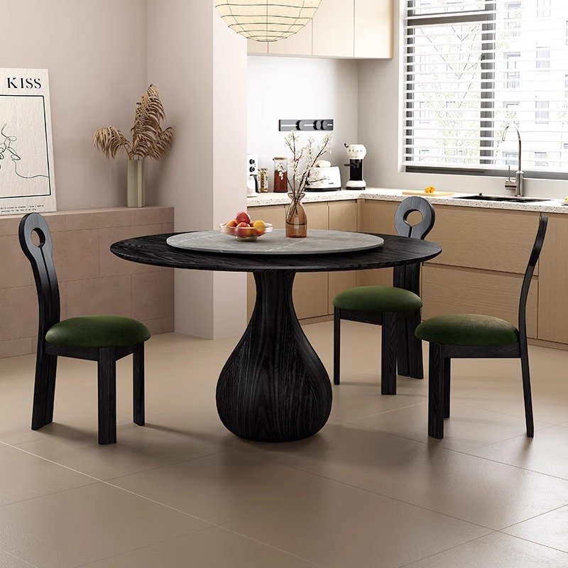 modern luxury marble solid wood round dining table chair set 4 6 8 seater living room restaurant vintage furniture designs