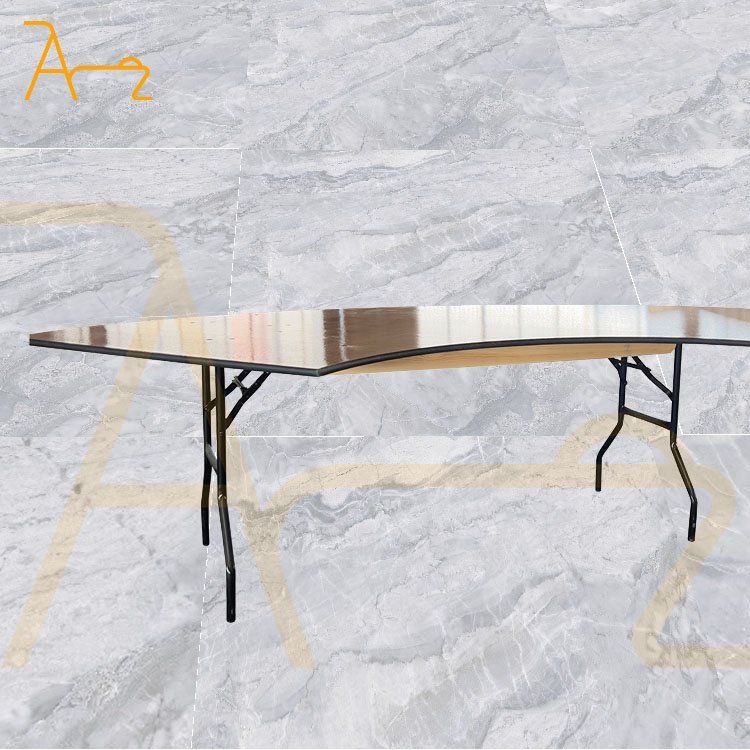 Hot Selling S Shape Serpentine Half Moon Round Glossy Wedding Wood Tables Outdoor Wedding Party Banquet Dinner Table
