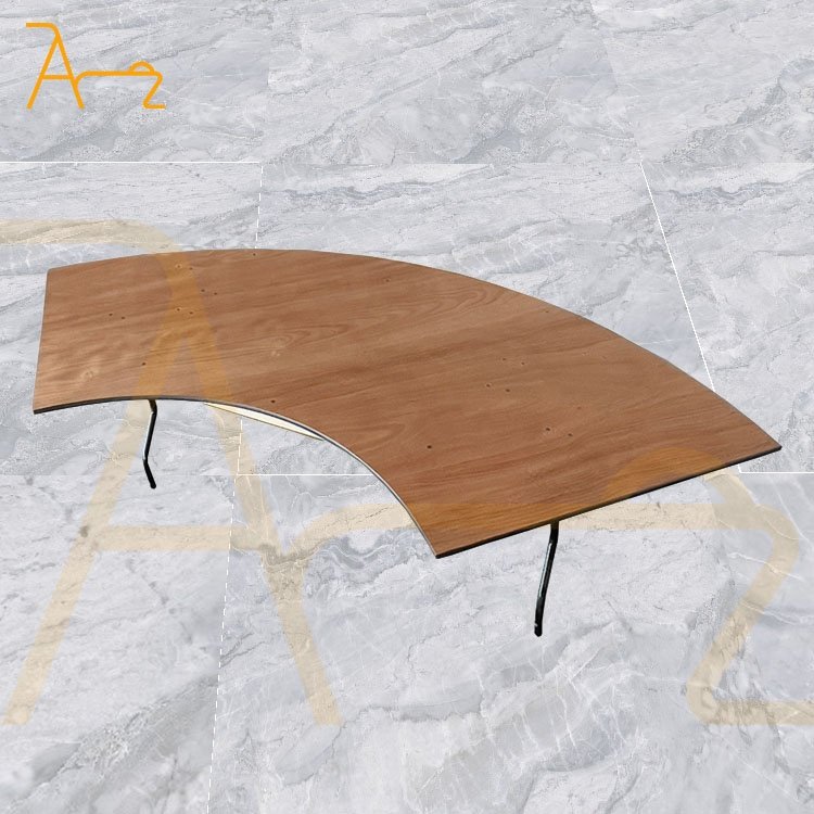Hot Selling S Shape Serpentine Half Moon Round Glossy Wedding Wood Tables Outdoor Wedding Party Banquet Dinner Table
