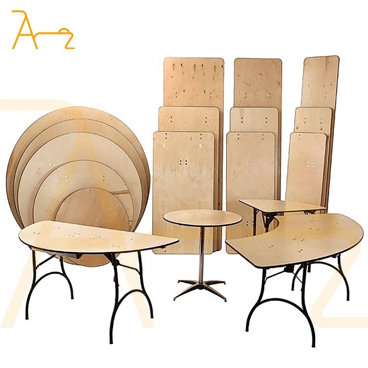 Hot Selling S Shape Serpentine Half Moon Round Glossy Wedding Wood Tables Outdoor Wedding Party Banquet Dinner Table