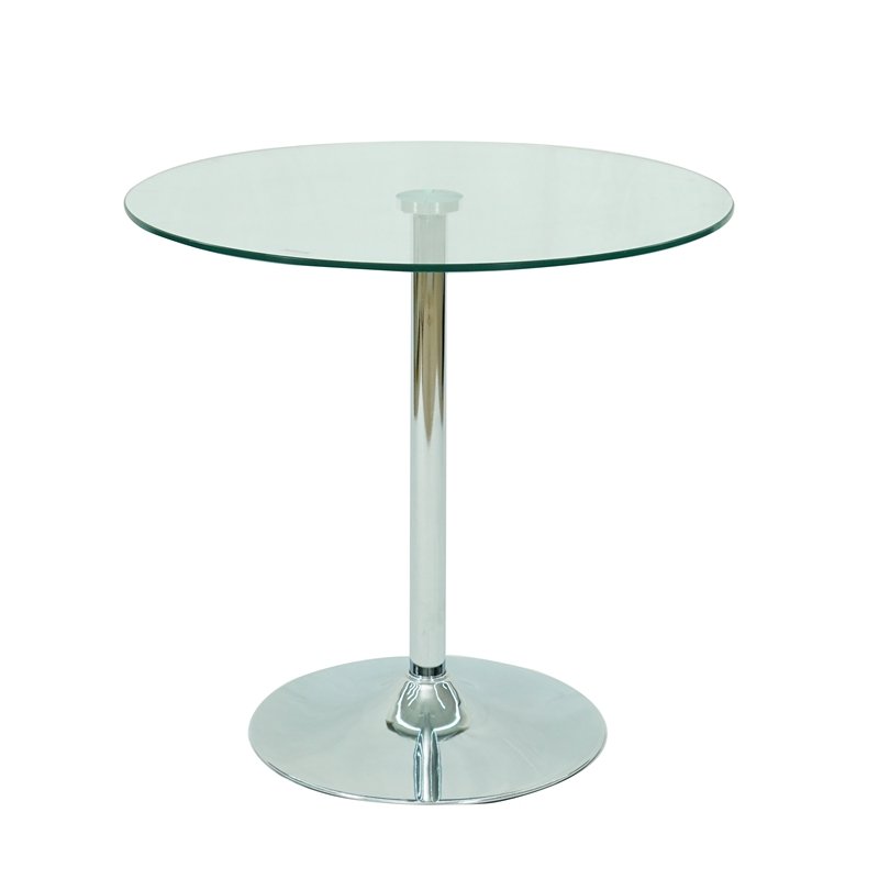 Home And Hotel Frniture chrome base Round Modern Glass Dining Table