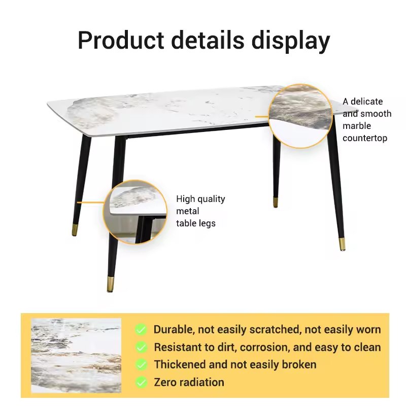 T200 Nordic modern restaurant home furniture rental house dining room rectangular marble tables luxury rock table and chairs