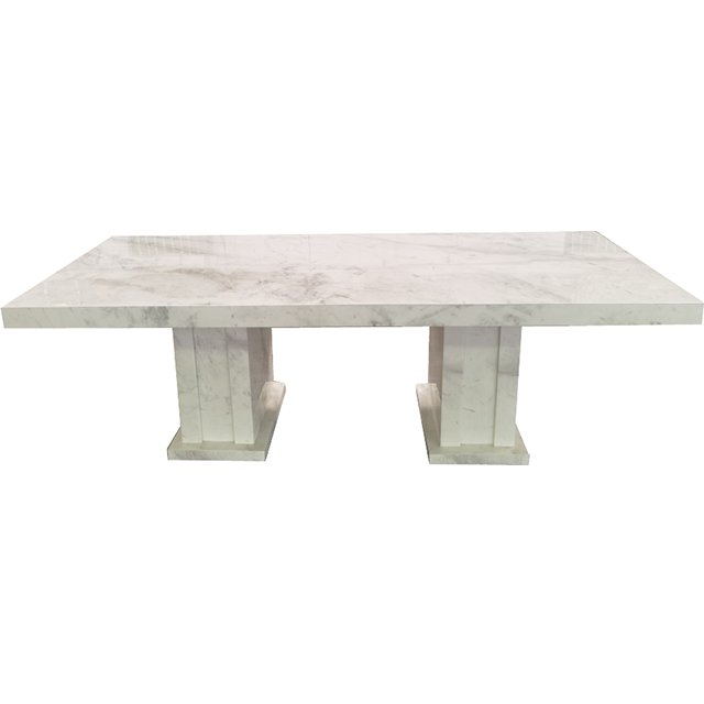 Concrete Dining Room Furniture Slab Two Base Legs Full Marble Natural 2.4 Meters Length Dining Table