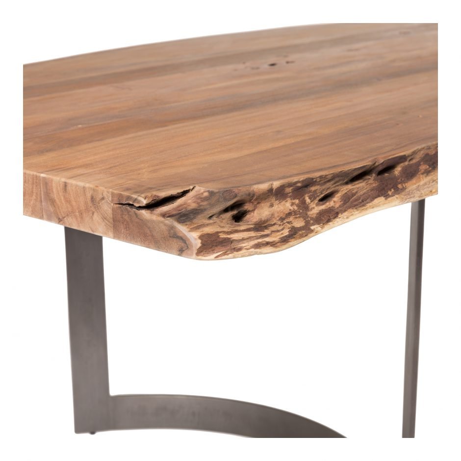 Industrial Design Curved Solid Mango Wood Dining Table With Iron Legs Solid Ruff Natural Finish Wood Customized Dining Table OEM