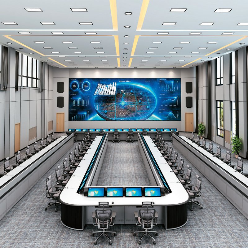 High quality customize shaped work station desk control room console combined table desk command center monitoring console