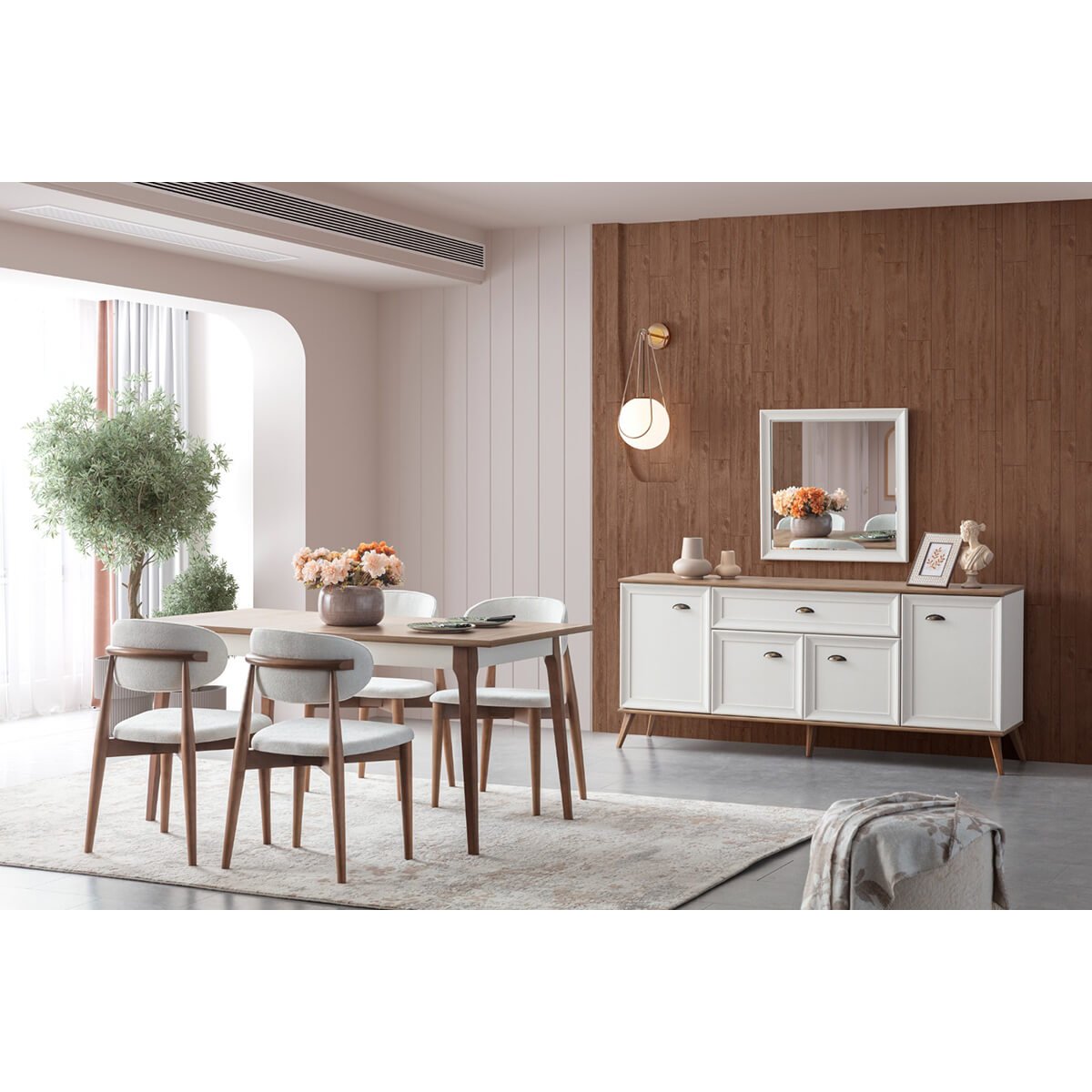 New Modern Foshan Style Dining Room Furniture Set Table Chairs Console Cabinet Discount (iDER Ada Dining Room)