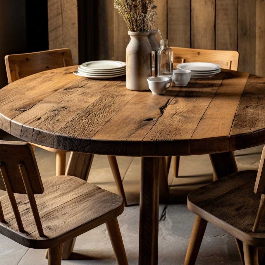 Mid-Century Modern for American Country Home Decor - Retro Round Wood Table