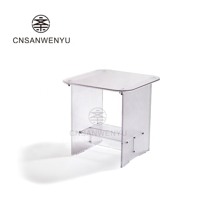 hotel furniture Modern and simple clear acrylic waterfall table clear plastic dining table