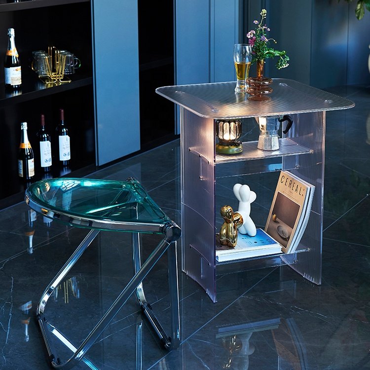 hotel furniture Modern and simple clear acrylic waterfall table clear plastic dining table