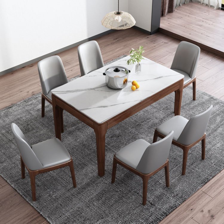 Nordic simple rectangular slate table modern hotel apartment restaurant solid wood dining table