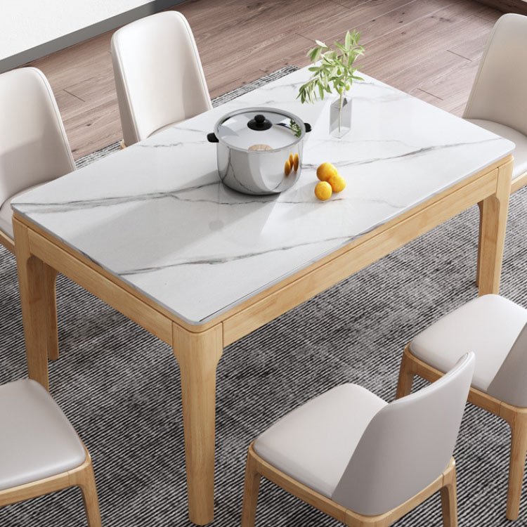 Nordic simple rectangular slate table modern hotel apartment restaurant solid wood dining table